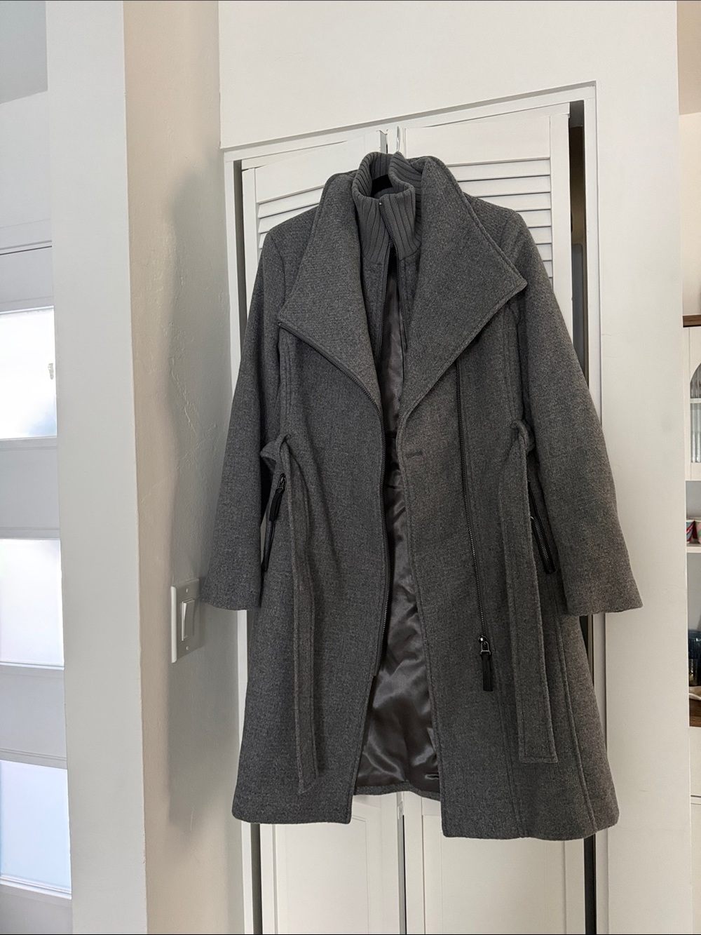 Calvin Klein Charcoal Gray Wool-Blend Trench Coat